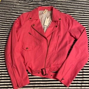 NWT Anthropologie Hot Pink Moto Jacket